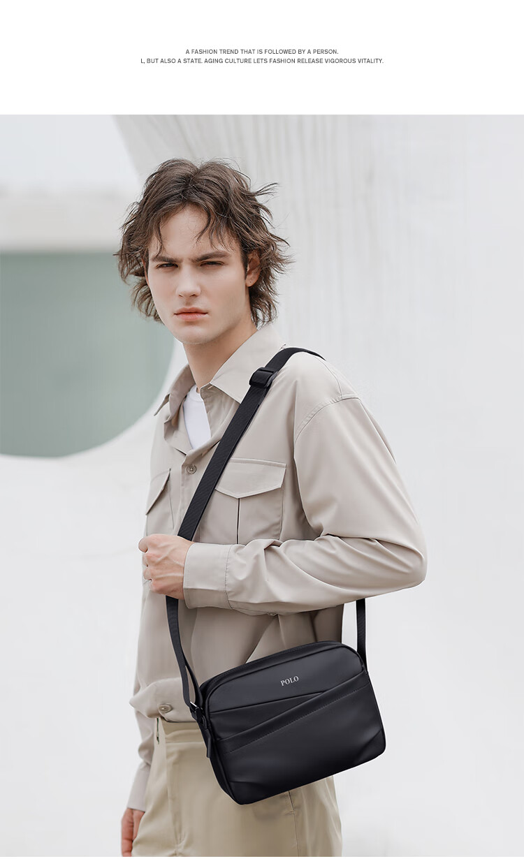 POLO Shoulder Bag, Men's Casual Crossbody Bag, Sports Satchel, Vertical Style IPad Bag for Men, Commuter Large Capacity Phone Bag 14