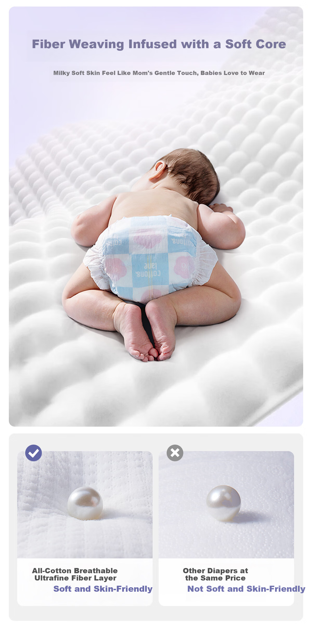 Pure Cotton Breathable Infinite Light Soft Diaper Pants 4XL 34pcs [17-19KG] Weak Acid Diaper Instant Absorption Dry 3