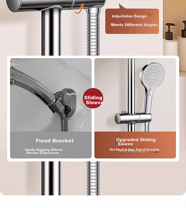 WUZORY [Germany] Shower Slide Bar Shower Head Bracket Holder No-Drill Clip Fixing Base W142 11