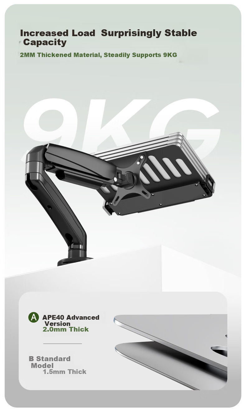 Brateck Beihu Monitor Stand, Mechanical Arm, Computer Stand Desktop Clamp Base, Screen Lifting Suspended Riser E230 Black 13-32 Inch, Vertical Rotating Vertical Arm 4