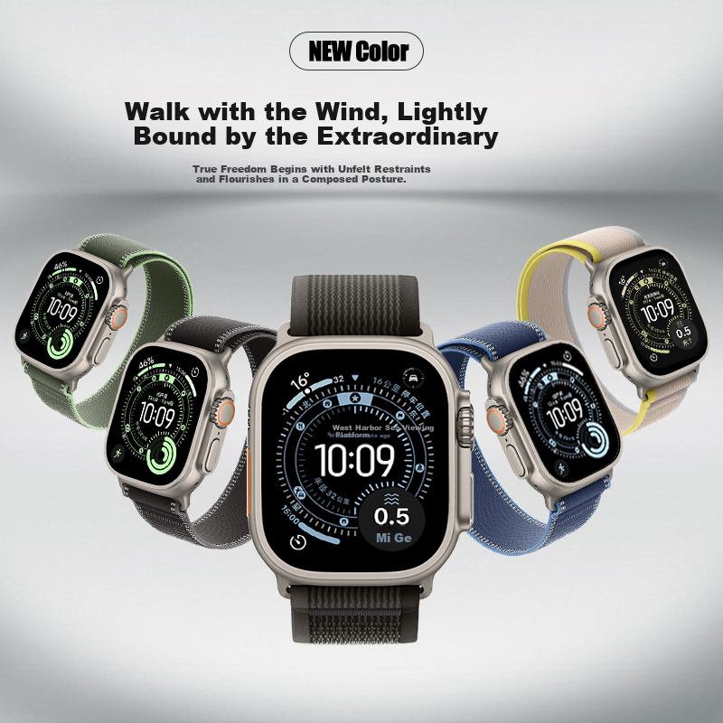 MSSM Nylon Loop Band for Apple Watch iWatch S11 Ultra 3/2 S10/9 SE3 Sports Strap Charcoal Black