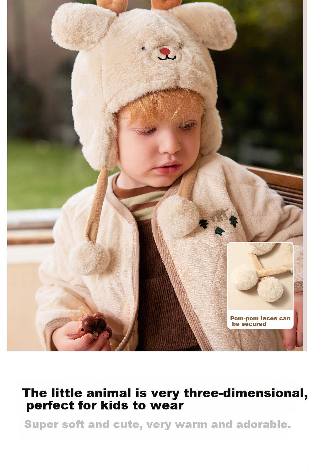 Beitais Baby Hat Autumn Winter Thickened Fleece Ear Protection Windproof Warm Kids Hat Unisex Children's Stylish Cap 9