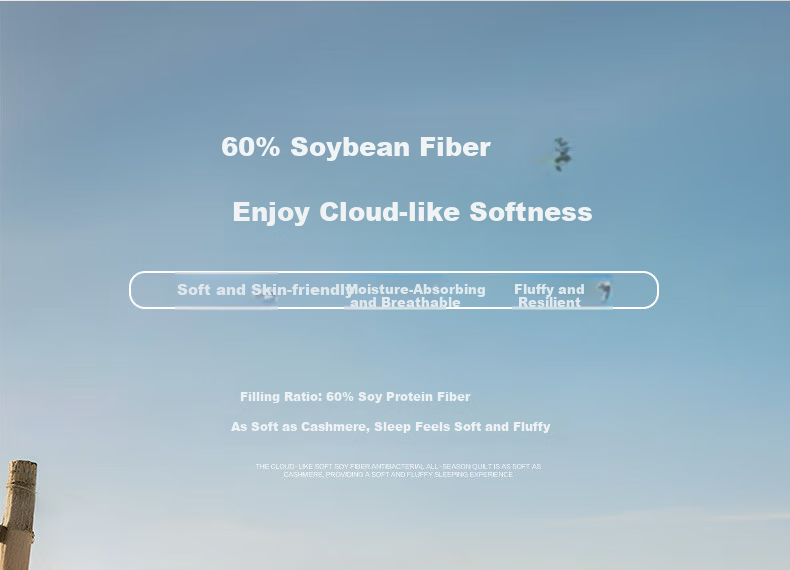 FUANNA Class A Soybean Quilt 60% Soy Fiber Antibacterial Thickened Winter Quilt Core for Single and Double Beds 203*229cm Blue 4