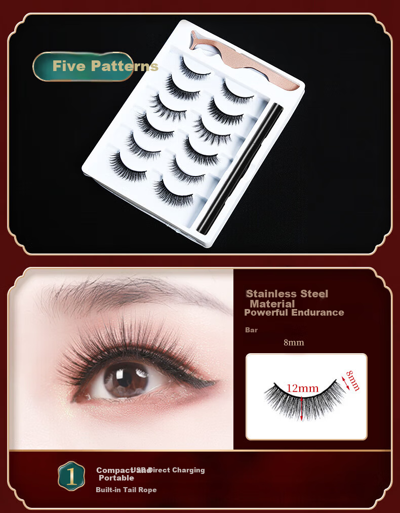 Yushang Jiaren Magnetic False Eyelashes 6 Pairs Glue-Free Reusable Magnetic Lash Newbie Makeup New Year Makeup Tool 2