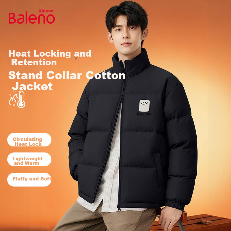 Baleno Men's Winter Cotton Padded Jacket, Fleece Lined, Warm, Loose Fit, Casual Puffer Coat, American Style Trendy Cotton Coat for Men