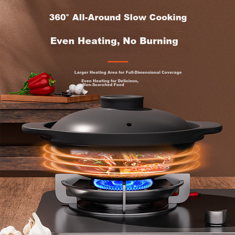 Chunuo High-Temperature Resistant Clay Pot, Crack-Resistant Dry Burn, Hotel and Restaurant Special Shallow Large Commercial Stew Pot 1.3L