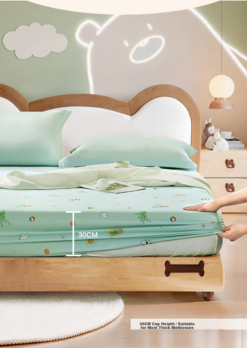 Fuanna Children's Class A Pure Cotton Fitted Sheet Single Cotton Mattress Protector 120*200cm 4