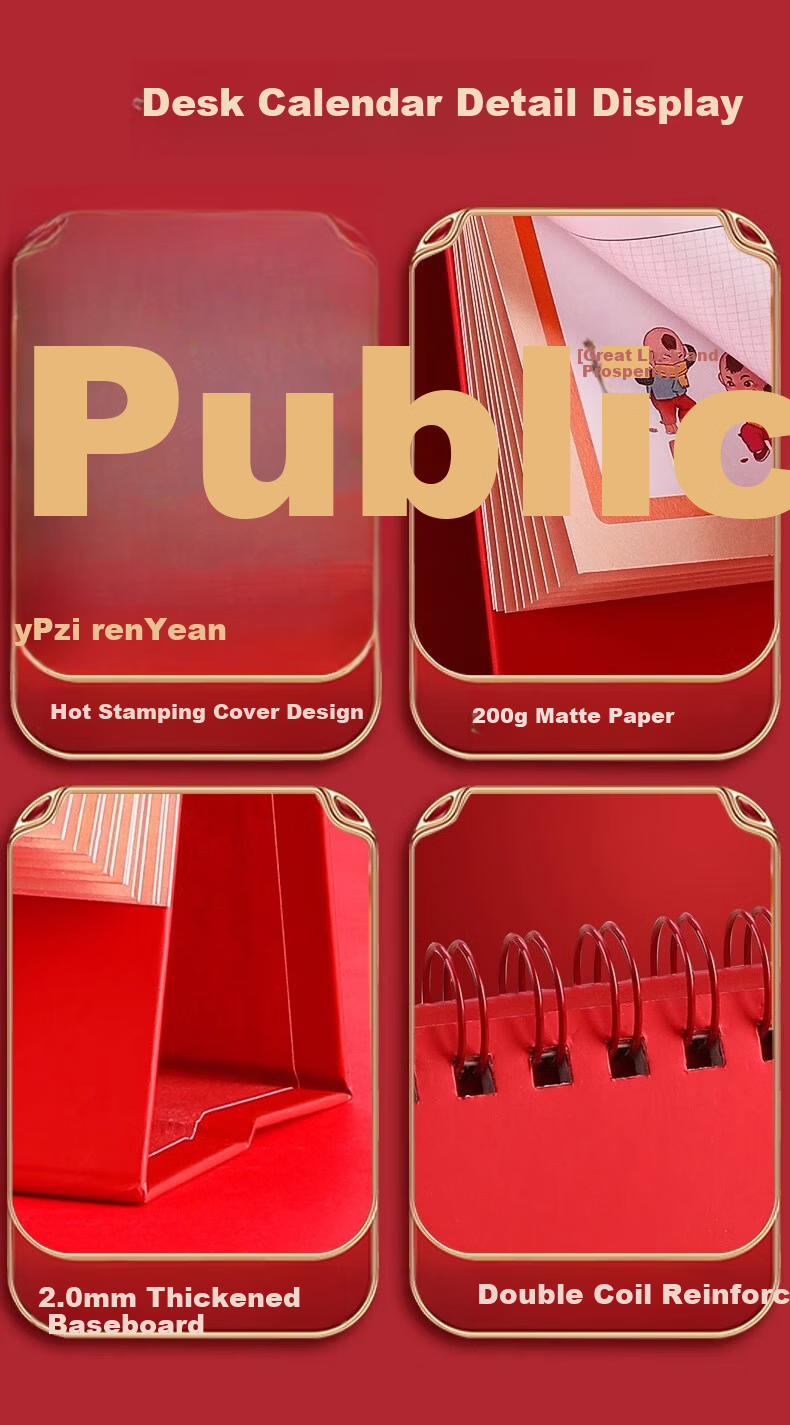 Muulee 2026 Custom Large Chinese Red Festive Triangle Desk Calendar Corporate Gift Business Desktop Calendar Year of the Horse New Monthly Calendar 18