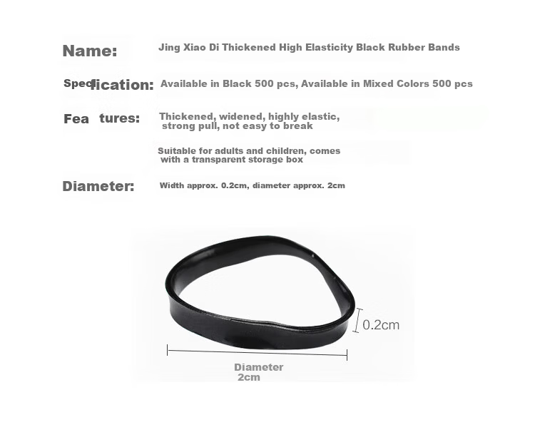 Jing Xiaodi Approximately 500 Thickened and Reinforced Disposable Elastic Hair Ties High Elasticity Hair Bands Children's Black Rubber Bands 4