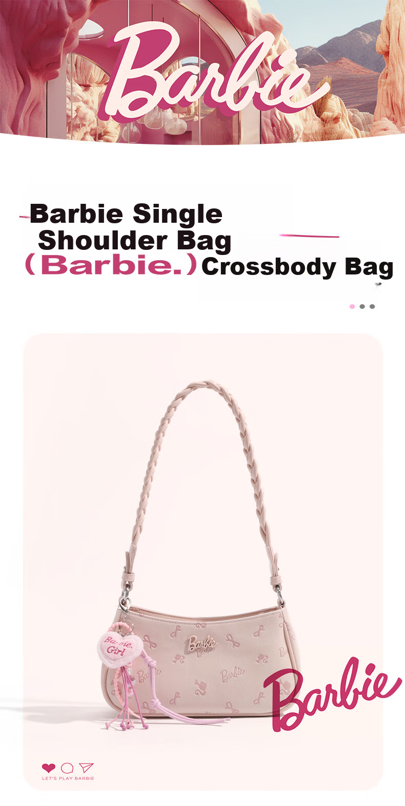Barbie Women's Underarm Bag High-End Niche Crescent Shoulder Bag 2026 New Bestie Birthday Valentine's Gift 1