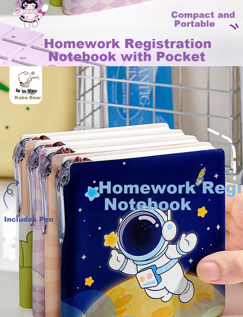 Kaba Bear Mini Leather Homework Register Student Pocket Portable Assignment Notebook Children's Day Birthday Gift 8