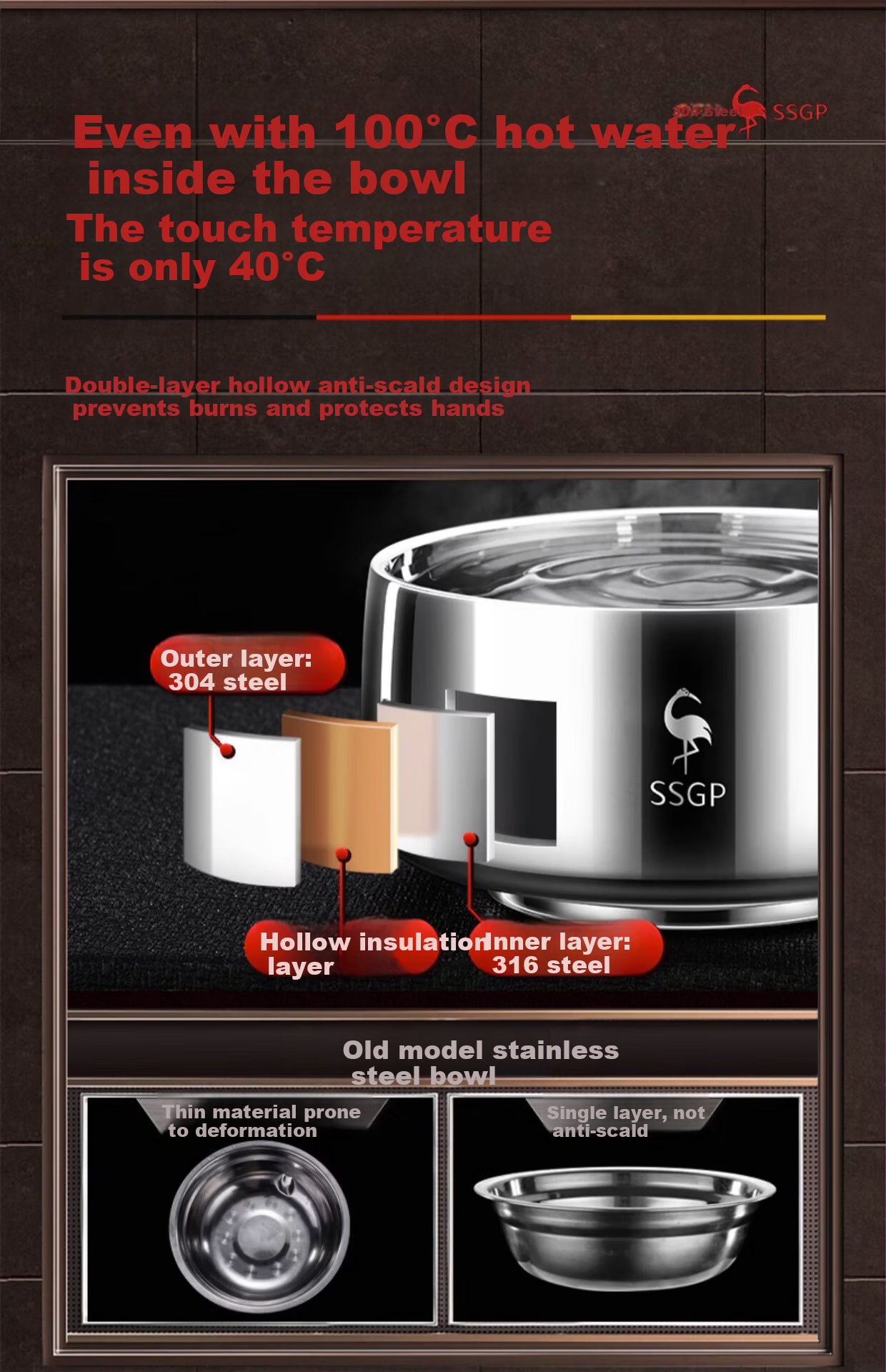 SanSi Steel Food-Grade 316 Stainless Steel Insulated Heat-Resistant Durable Soup Bowl for Adults - No.1 Member Store 7