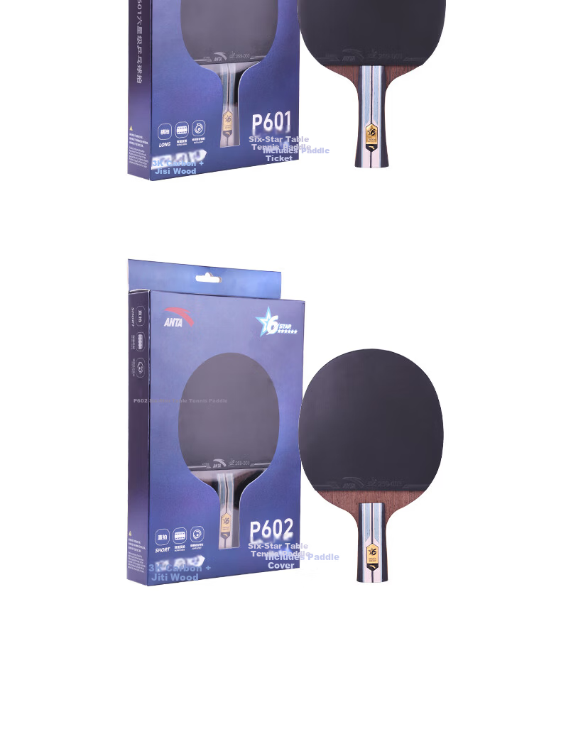 Anta 6-Star Table Tennis Racket (Jingcang Fast Delivery + 6 Balls + Racket Bag) P6 Shakehand and Penhold Paddle Set 12
