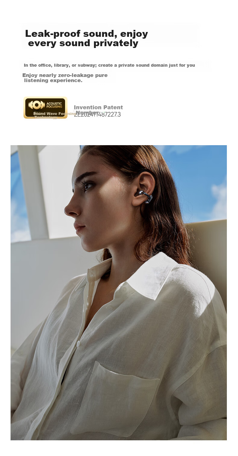 SANAG Sena S8S Ultra Ear Clip Bluetooth Headphones Bone Conduction Open-Style AI Sports Earphones Compatible with Apple Xiaomi White 15