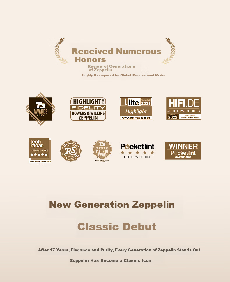 Bowers & Wilkins Zeppelin Pro 6th Gen Wireless HiFi Active Bluetooth Speaker B&W Desktop Audio Dawn Gold 17