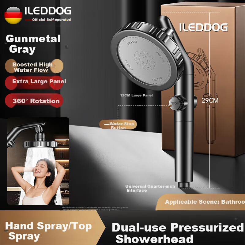 ILeddog [Germany] Large Panel High-Pressure Shower Head Home Water Filter Showerhead C-2015
