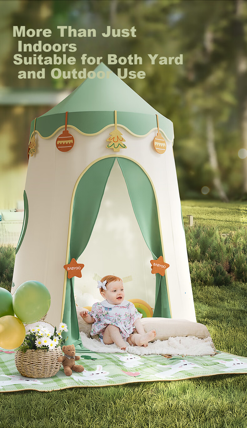 BG-BABYGO Kids Indoor Tent Playhouse Princess House Baby Outdoor Camping Small House Boys Girls Birthday First Year Gift 10