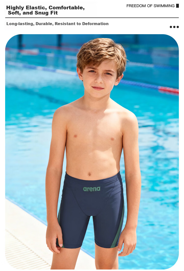 Arena Kids Boys Competitive Square Leg Swim Trunks High Elasticity Comfortable Training Swimwear for Youth and Teens 3
