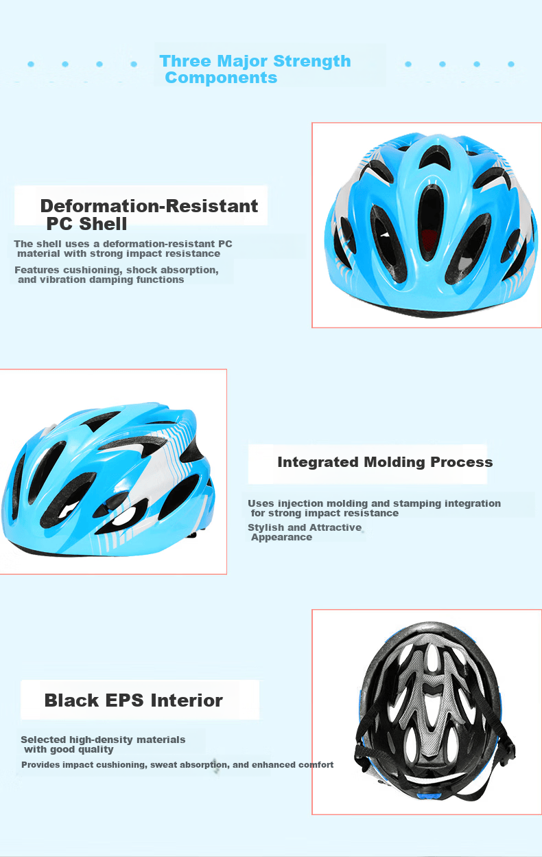Haolebao Kids Bicycle Helmet Integrated Adjustable Riding Helmet Cool Blue Black 3
