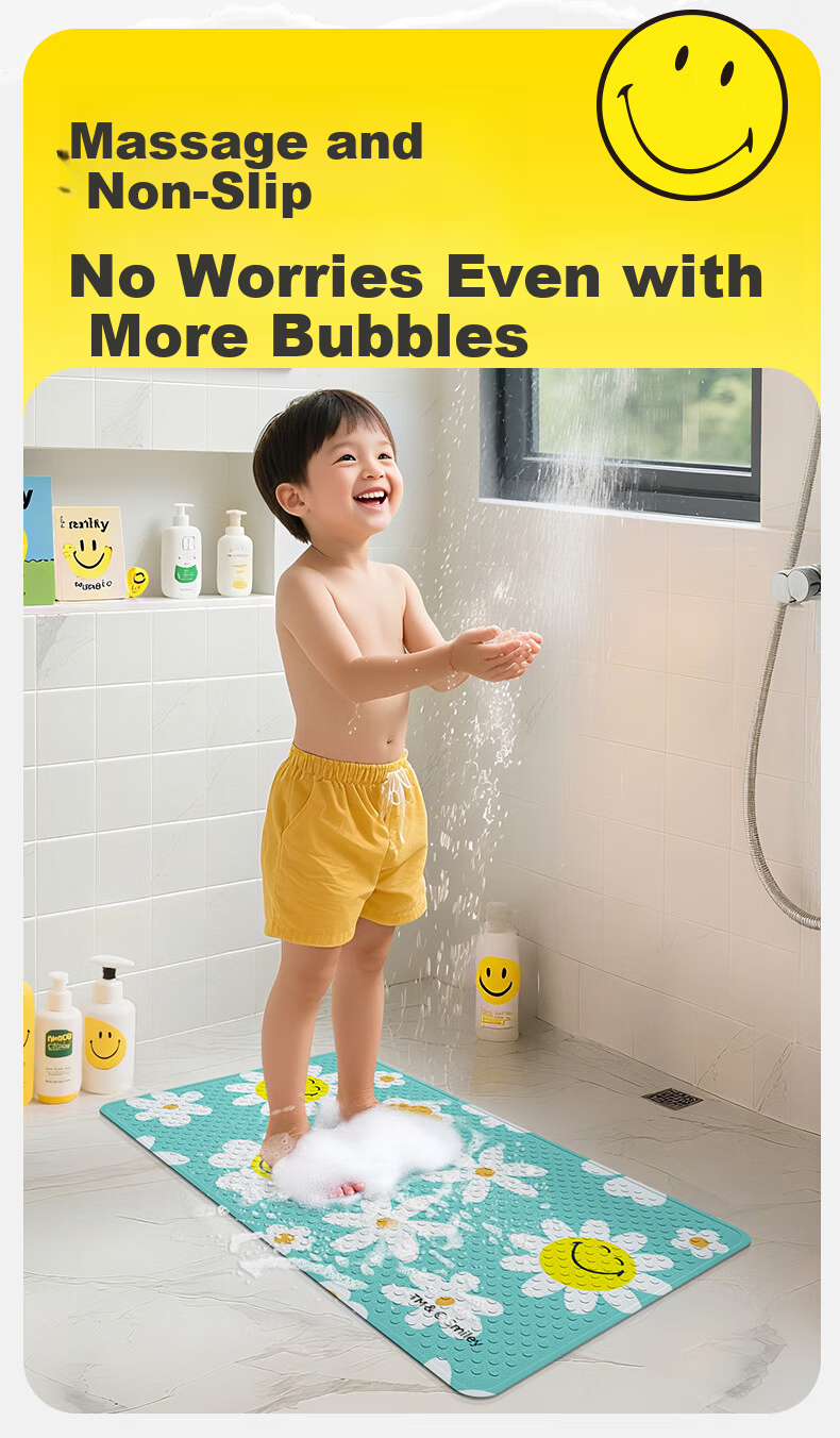 Da Jiang Smiley Collaboration Bathroom Non-Slip Mat Children's Shower Room Anti-Slip Bath Mat 60x90cm 3