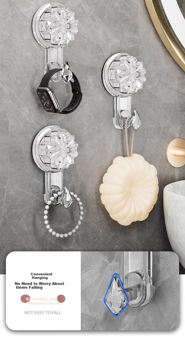 Bahainiao Vacuum Suction Cup Hook, No Drilling Required, Strong Load-Bearing, Bathroom Adhesive Hook, Door-Back Wall-Mounted Kitchen Hook 7
