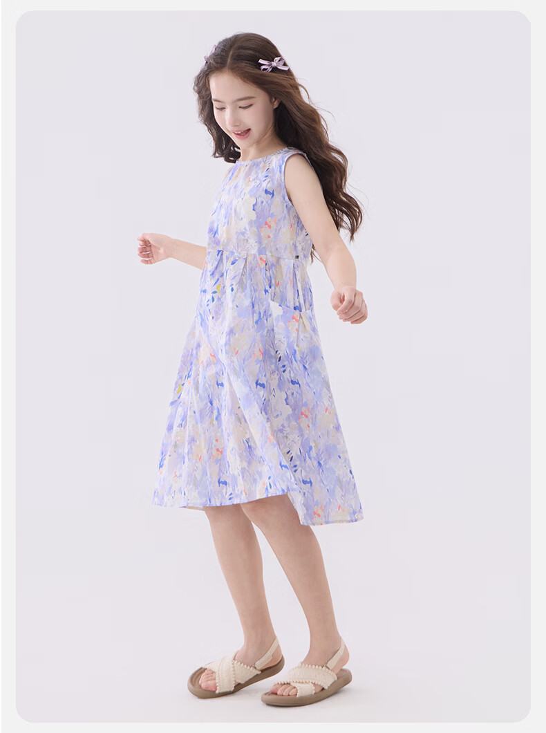 Disney Girls Summer Dress New Cotton Princess Dress for Older Children and Teens 1A141 Monet Purple 170 6