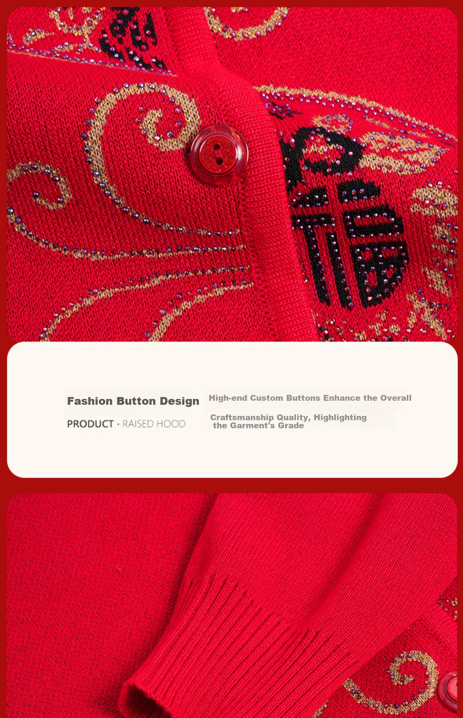 Fengxiao Stylish Spring Sweater Jacket for Elderly Women Aged 70-80, Middle-aged and Senior Grandma Clothing 6