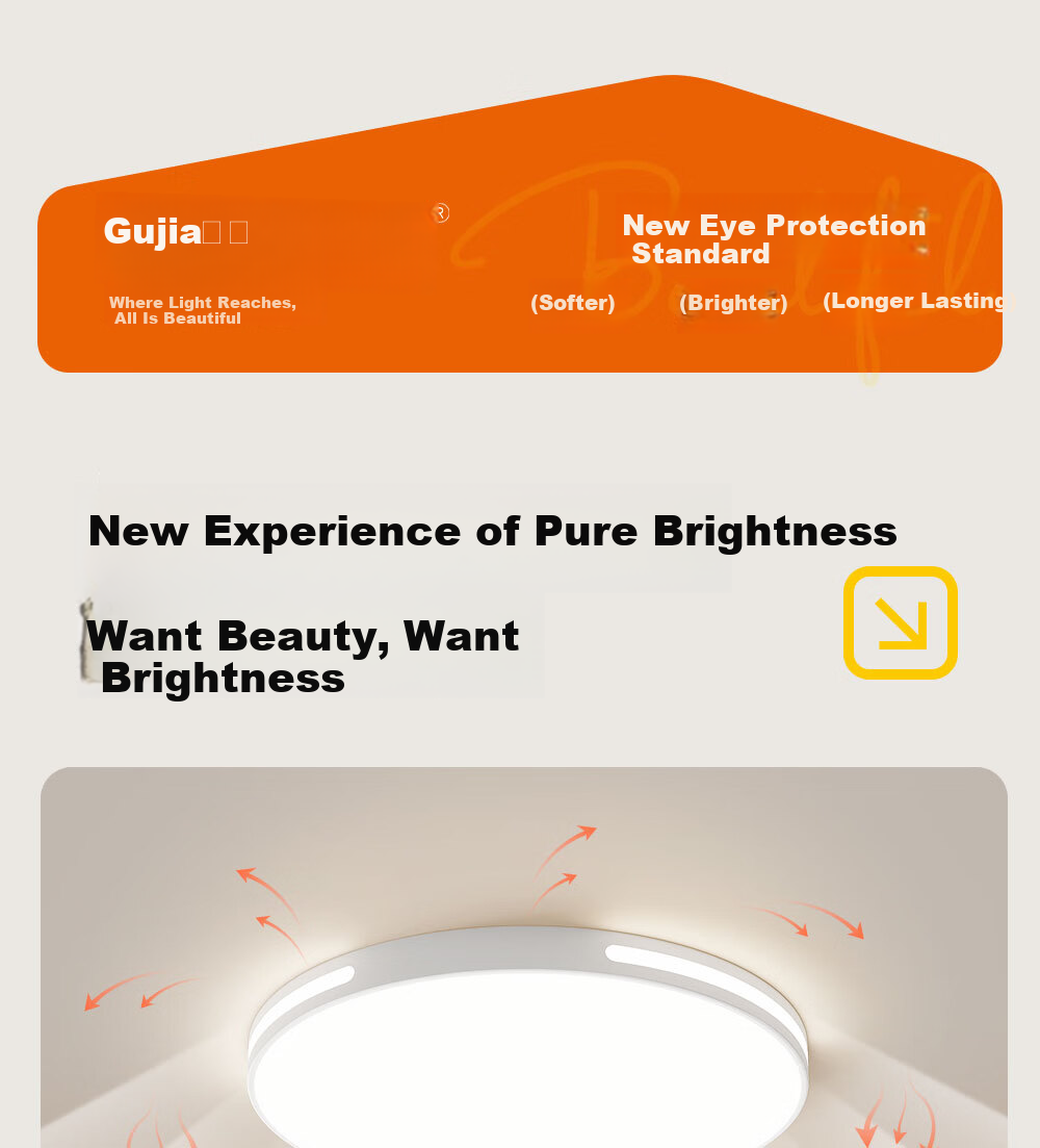 Kuka LED Ceiling Light Eye Protection PR Light Source Living Room Bedroom Lighting 40cm Round - Three Colors [Installation Included] 20