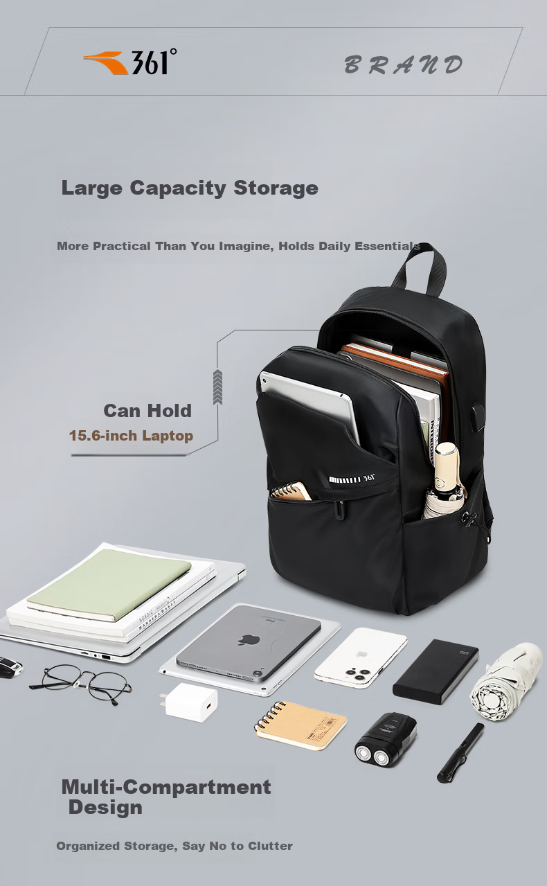 361° Men's Backpack Large Capacity Laptop Bag Business Commuter Travel Waterproof Lightweight School Bag 7