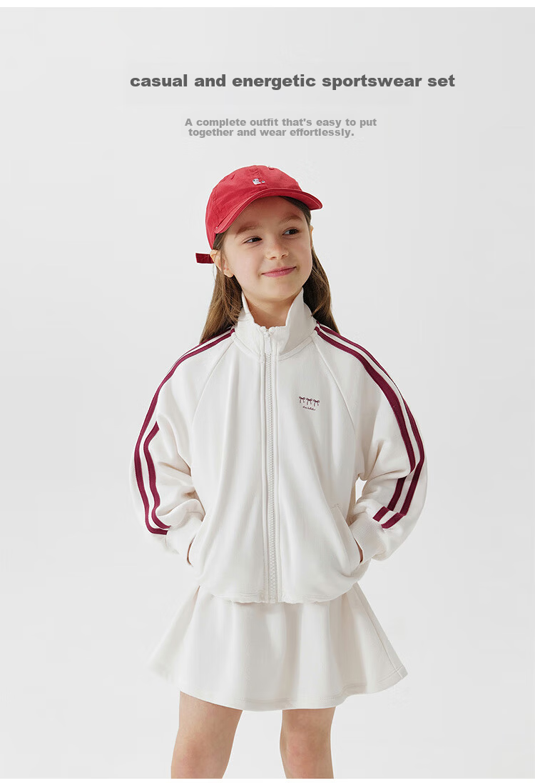 MARC&JANIE Girls' Stand-Collar Sweatshirt And Skirt Sports Set, Children's Outfit, Spring 2026 Collection, 250159 1