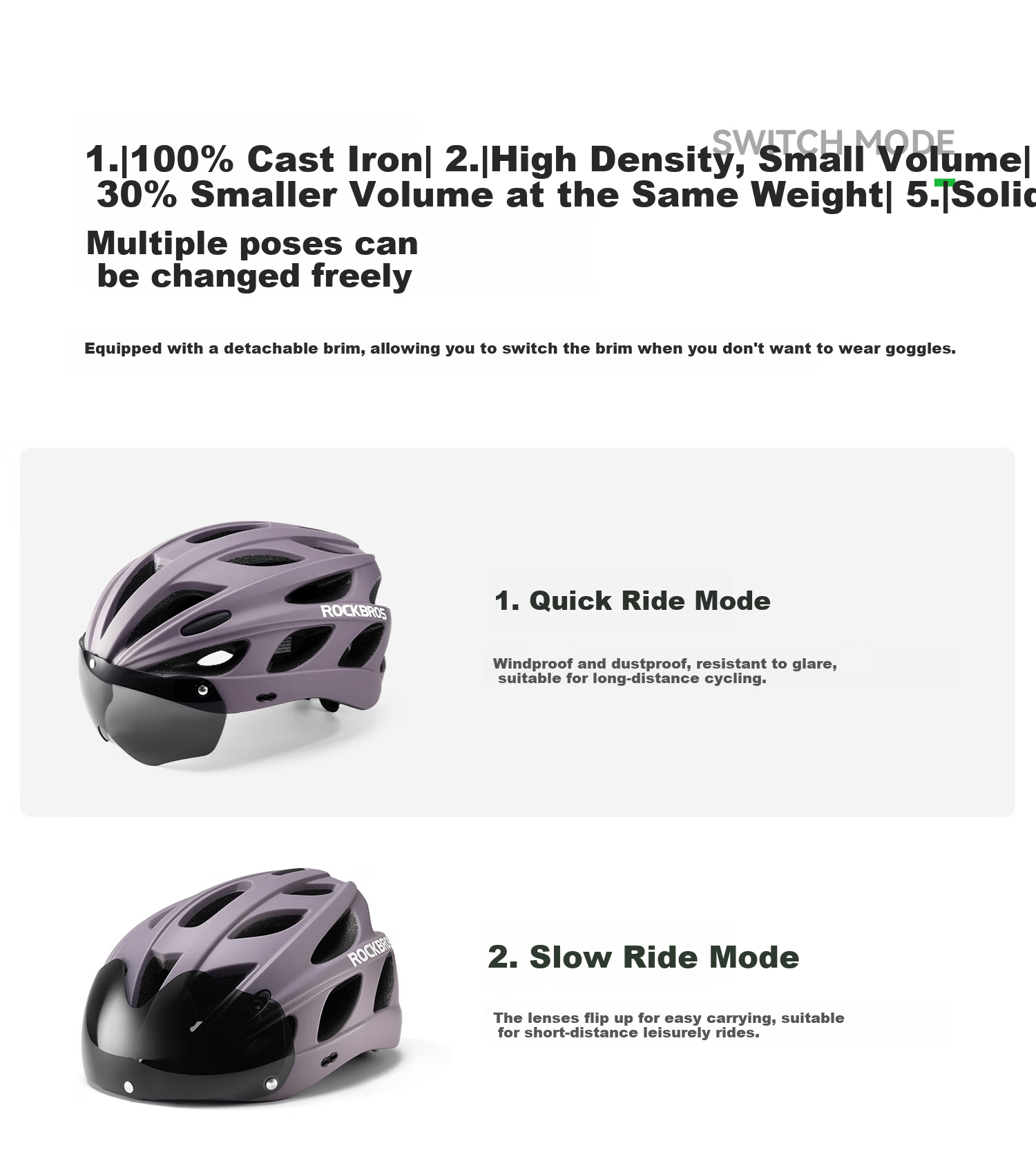 Rockbros Bicycle Helmet with Visor Integrated Road Mountain Bike Safety Helmet Unisex Petal L 19
