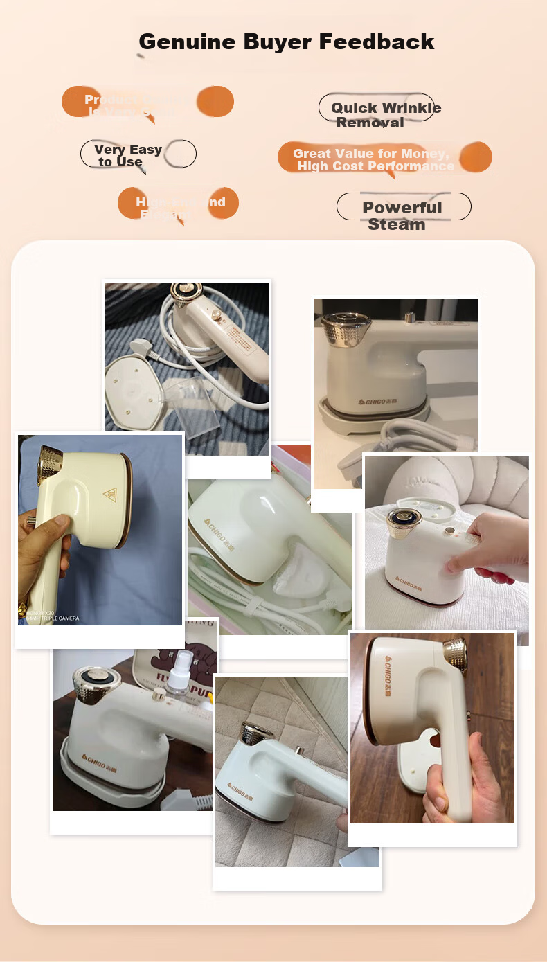 CHIGO Handheld Garment Steamer Electric Iron Home Use 45g/min High-Pressure Large Steam 150ml Water Tank Travel Portable Small Clothes Steamer Ironing Machine Gift 8063 2