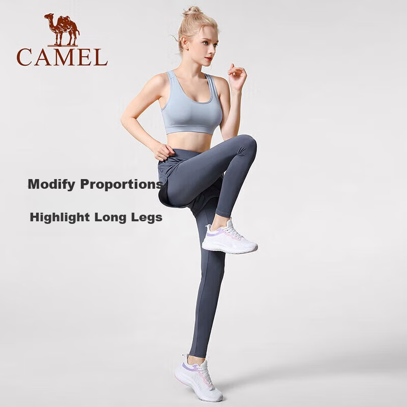 CAMEL Women's Yoga Set Long Sleeve Autumn Winter Sportswear Morning Running Suit YK22255493 Tianshui Blue/Nautical Blue