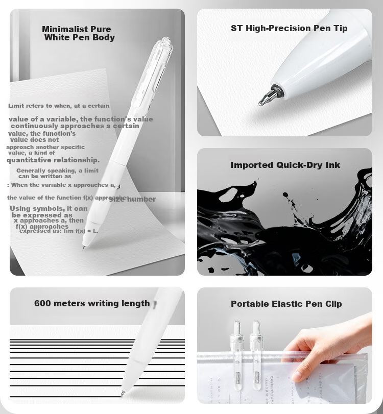 JD Jingdong Jingzao Exam Practice Beginner Pen 12-Pack 0.5mm ST Tip Black Student Quick-Dry Gel Pen Imported Ink Retractable Black Pen JD1079 2