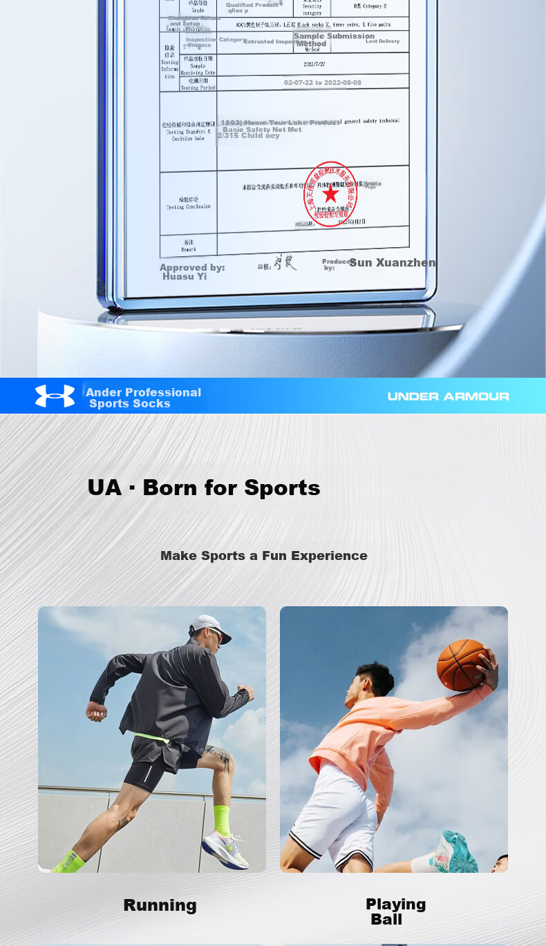 Under Armour Socks for Men And Women, Sports Basketball Socks, Summer Running Marathon Socks, Cotton Odor-Resistant Terry Bottom Badminton Mid-Length Socks 16