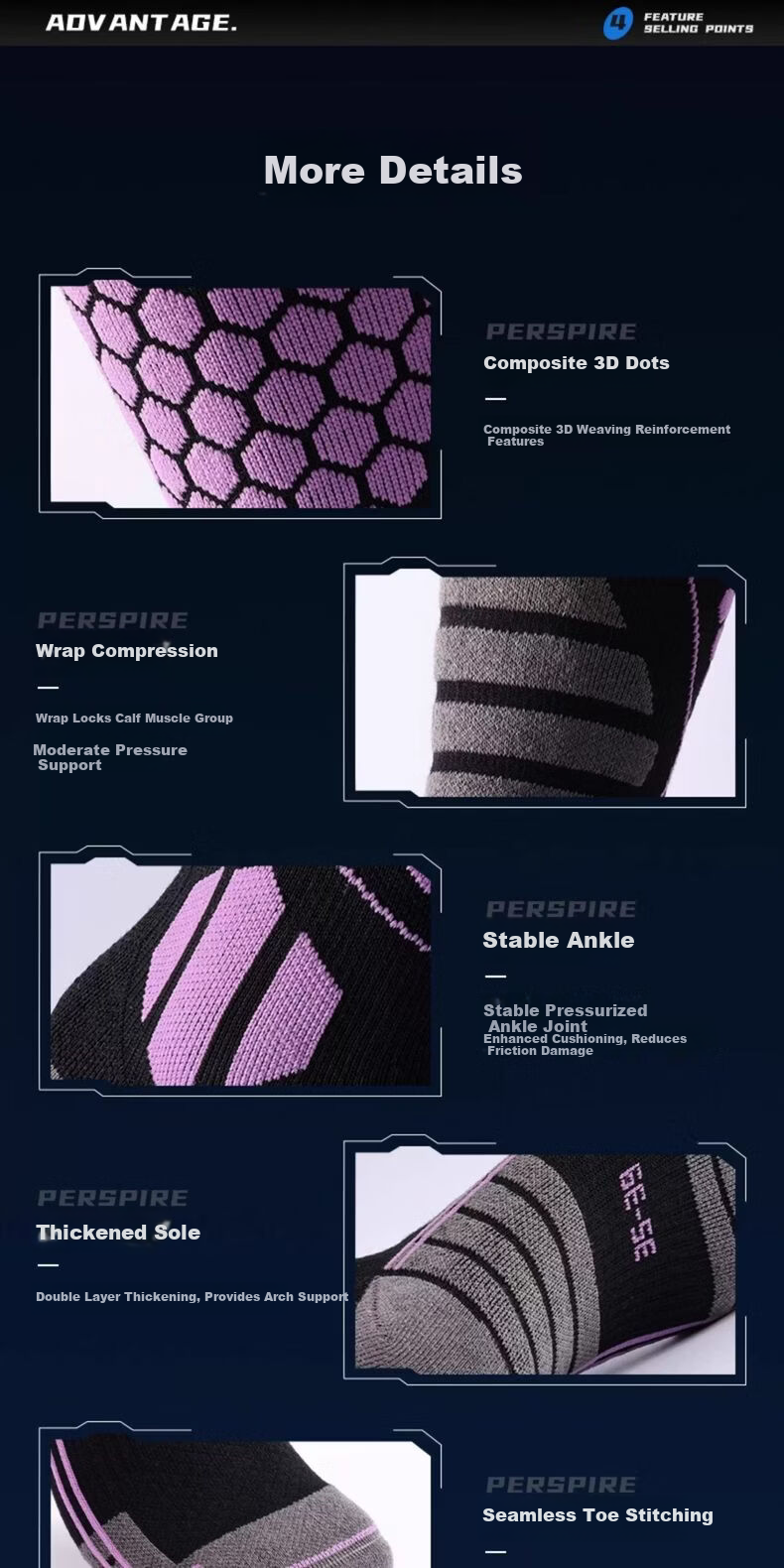 GOLOVEJOY Wool Socks Women Winter Warm Compression Yoga Socks Outdoor Sports Ski Socks Men 7