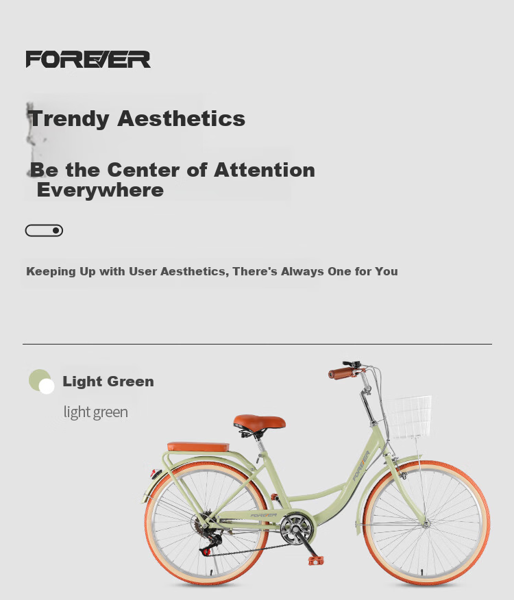 FOREVER City Bicycle Single Speed 24-inch Unisex Adult Youth Student Urban Casual Bike Pearl White 11