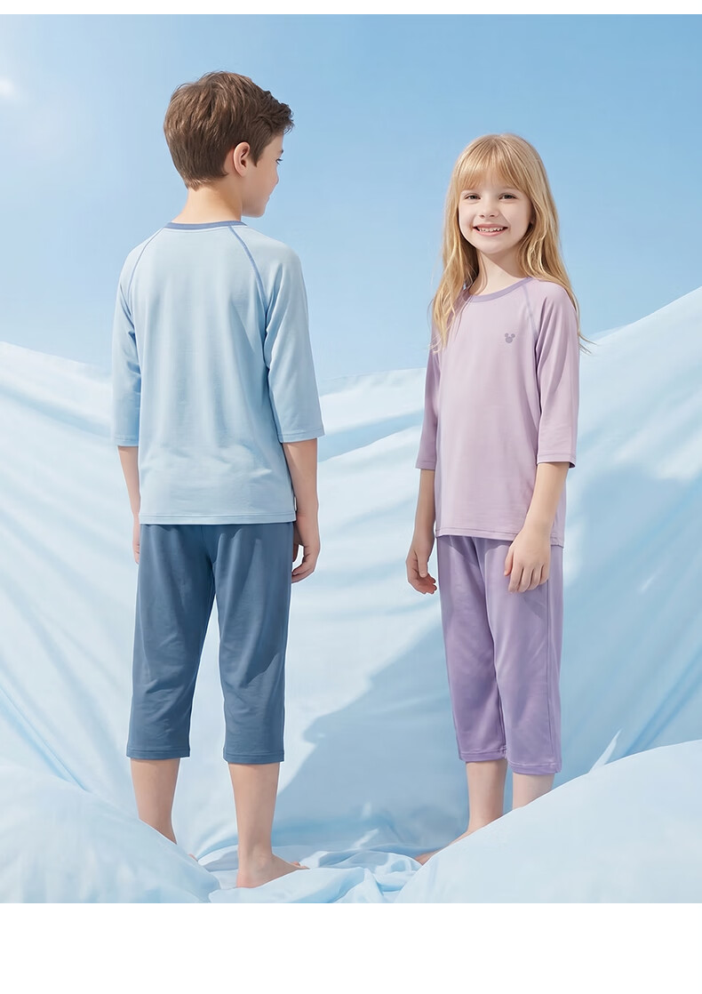 Disney Girls' Laisel Summer Thin Ice Silk Pajama Set Children's Homewear Large Kids Air Conditioning Clothes L0164 Pink 160 11