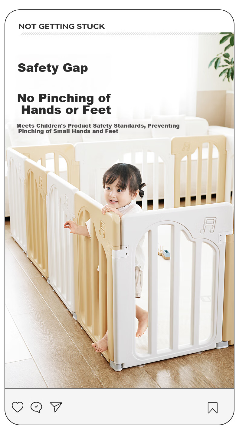 BG-BABYGO Musician Playpen Baby Crawling Mat Integrated Baby Safety Fence Indoor Home Child Barrier 12
