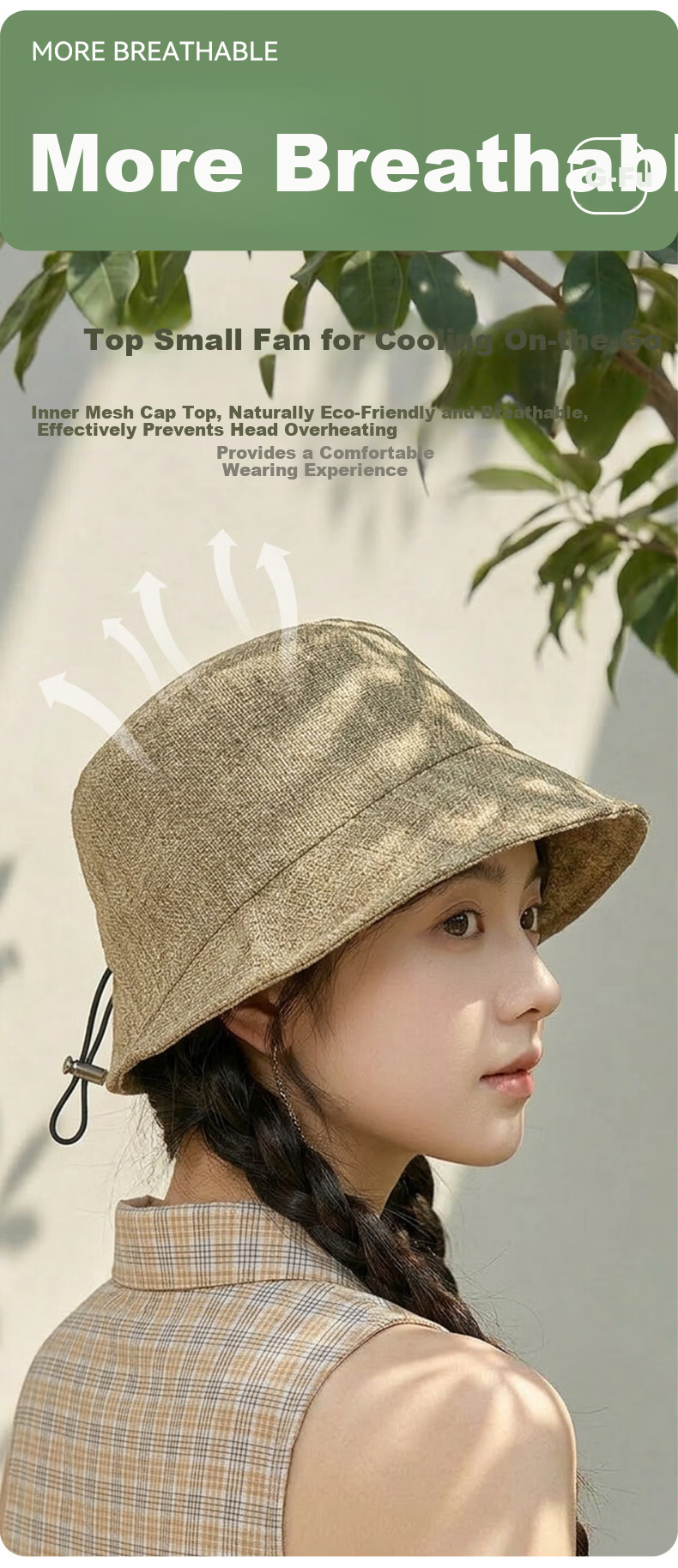 FitonTon Women's Summer Sun Protection Hat UV Protection Travel Simple Bucket Hat Face Shield Anti-Sunburn 3