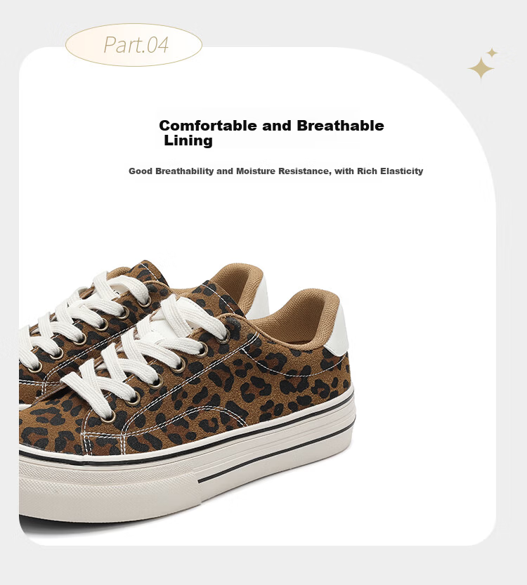 DAPHNE Women's Shoes 2026 Summer New Leopard Print Soft Sole Sneakers Casual Canvas Shoes Brown Size 38 8