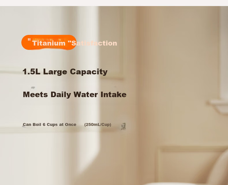 Joyoung Electric Kettle, Water Boiler, 99.9% High-Purity Titanium, Food-Grade 316L Stainless Steel, 1.5L Capacity, K15FD-W801 10