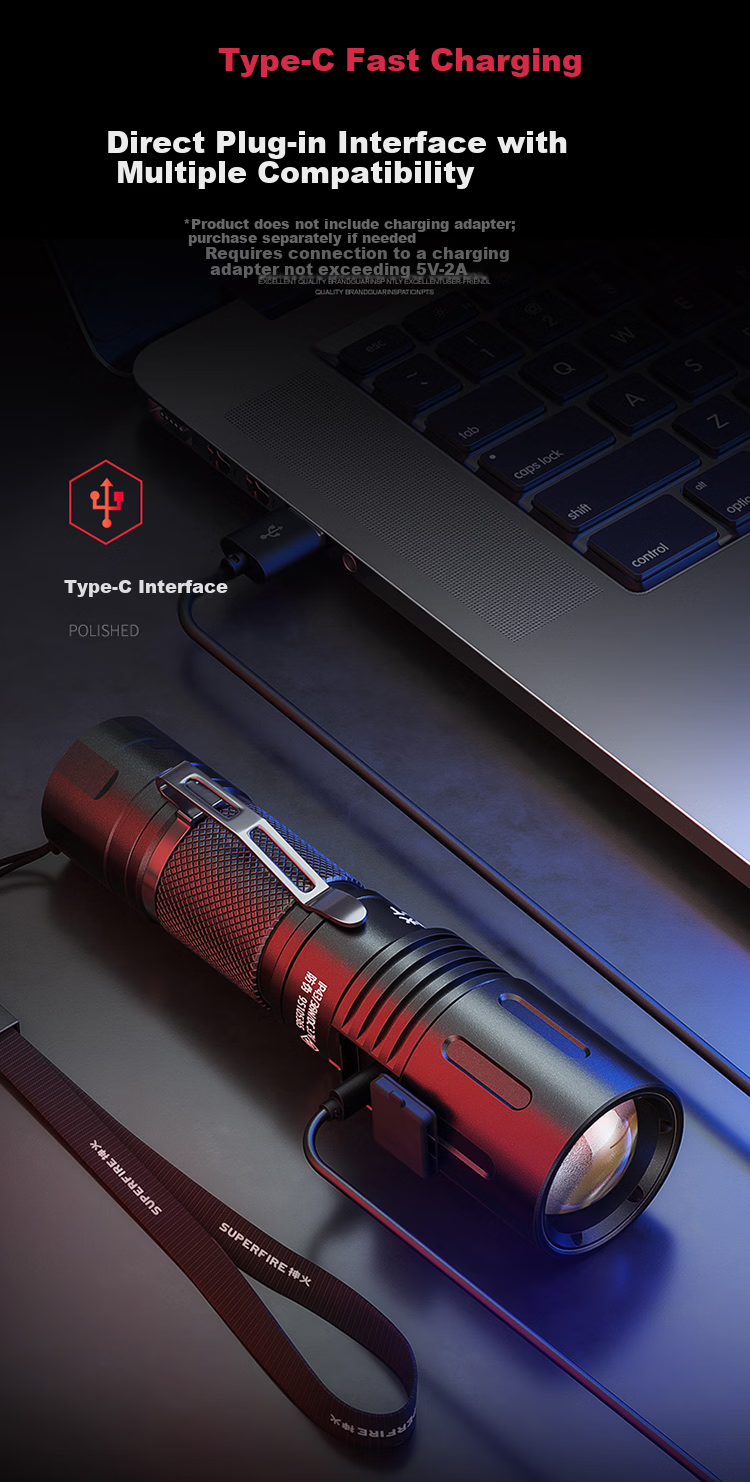 SupFire L26-36W Flashlight, High Brightness, Rechargeable, Compact, Long-Range, Ultra-Long Battery Life, Super Bright, for Home And Outdoor Use, Emergency Light 12