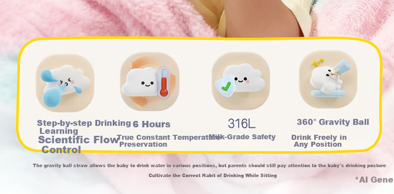 Pigeon Premium White Baby Children's Insulated Water Bottle Thermos Milk Bottle Straw Sippy Cup Anti-Choke Leak-Proof 300ml 12 Months+ 2