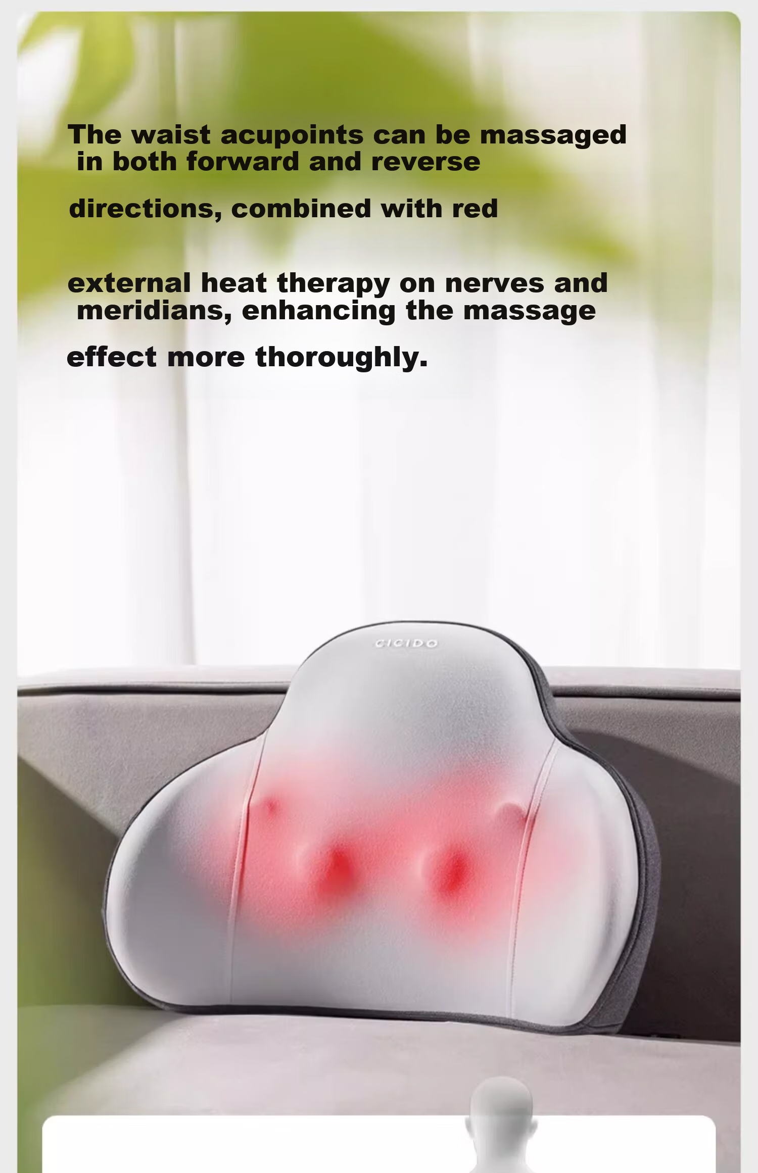 CICIDO Electric Car Lumbar Support Massager Waist Cushion Car Backrest Massage Device Gift for Parents 13
