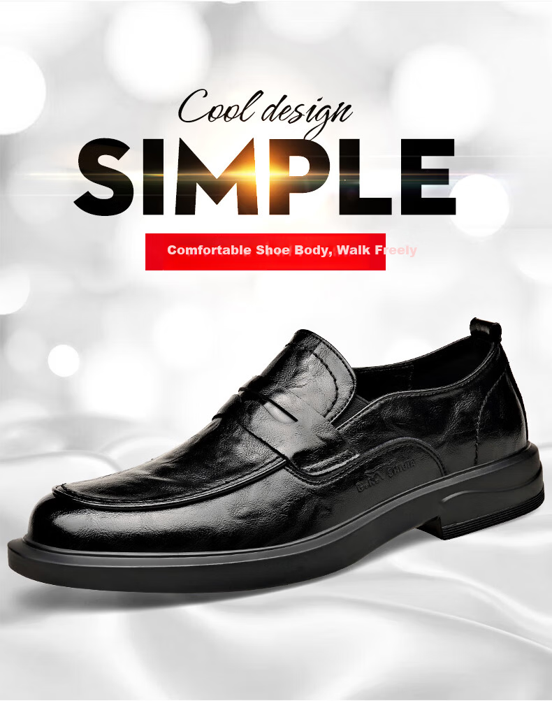 Bull Family Men's Leather Shoes 2026 Spring New Versatile Business Formal Shoes British Style Slip-On Loafers 8