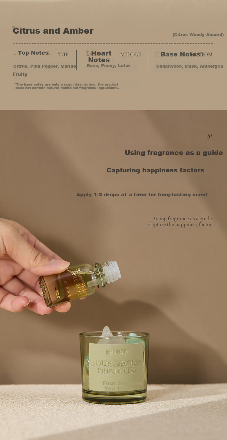 MINISO Quartet Series Crystal Stone Aromatherapy Citrus & Amber Indoor Fragrance Home Gift 3
