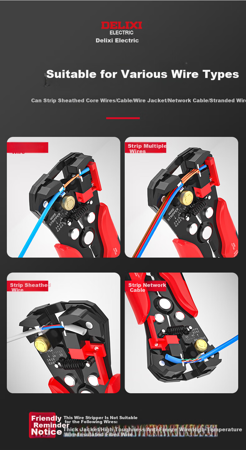 DELIXI Automatic Wire Stripping Pliers, Professional Electrician Tool, Versatile Cable Stripper And Cutter, Multifunctional Crimping Pliers 2