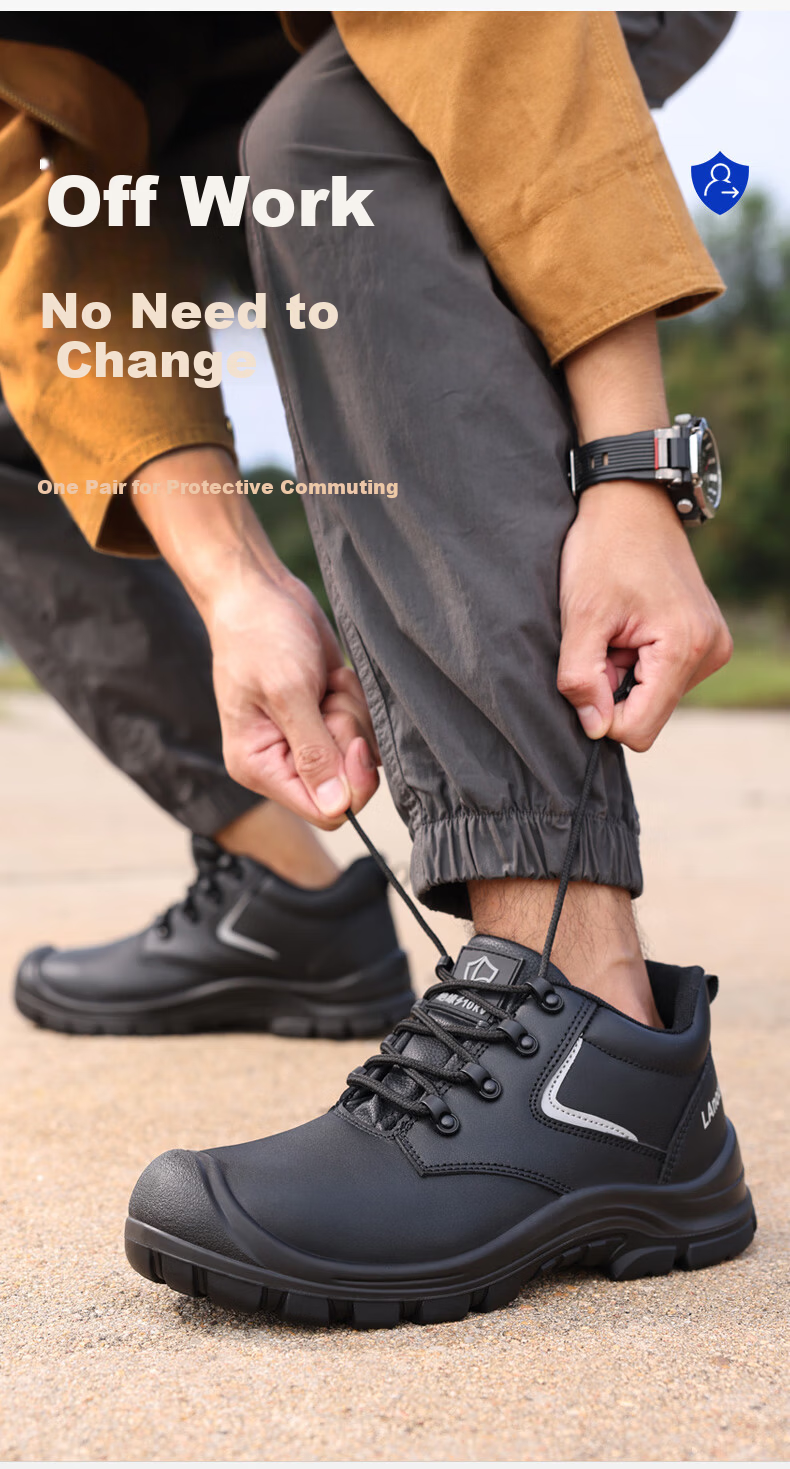 Blue Owl Shield Men's Insulated Waterproof Anti-Smash Toe Anti-Puncture Electrician Leather Safety Work Construction Shoes D301 Size 43 8
