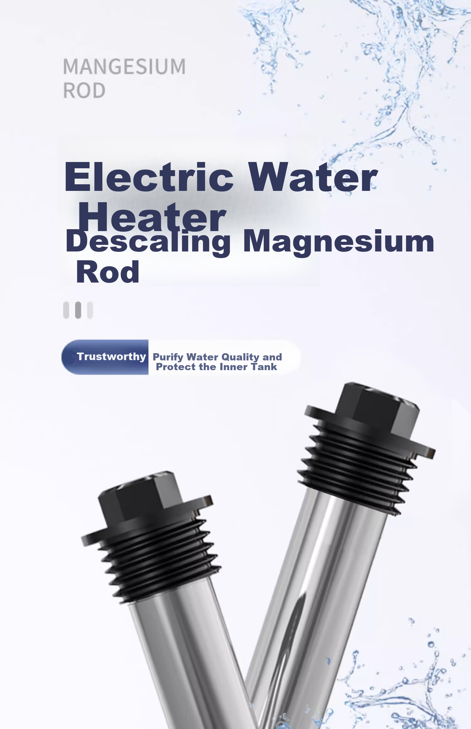 Behind Hero Magnesium Anode Rod for Haier Electric Water Heater 40L/50L/60L/80L/100L Household High Purity Scale Removal Anode Rod Accessory 80-100L 2